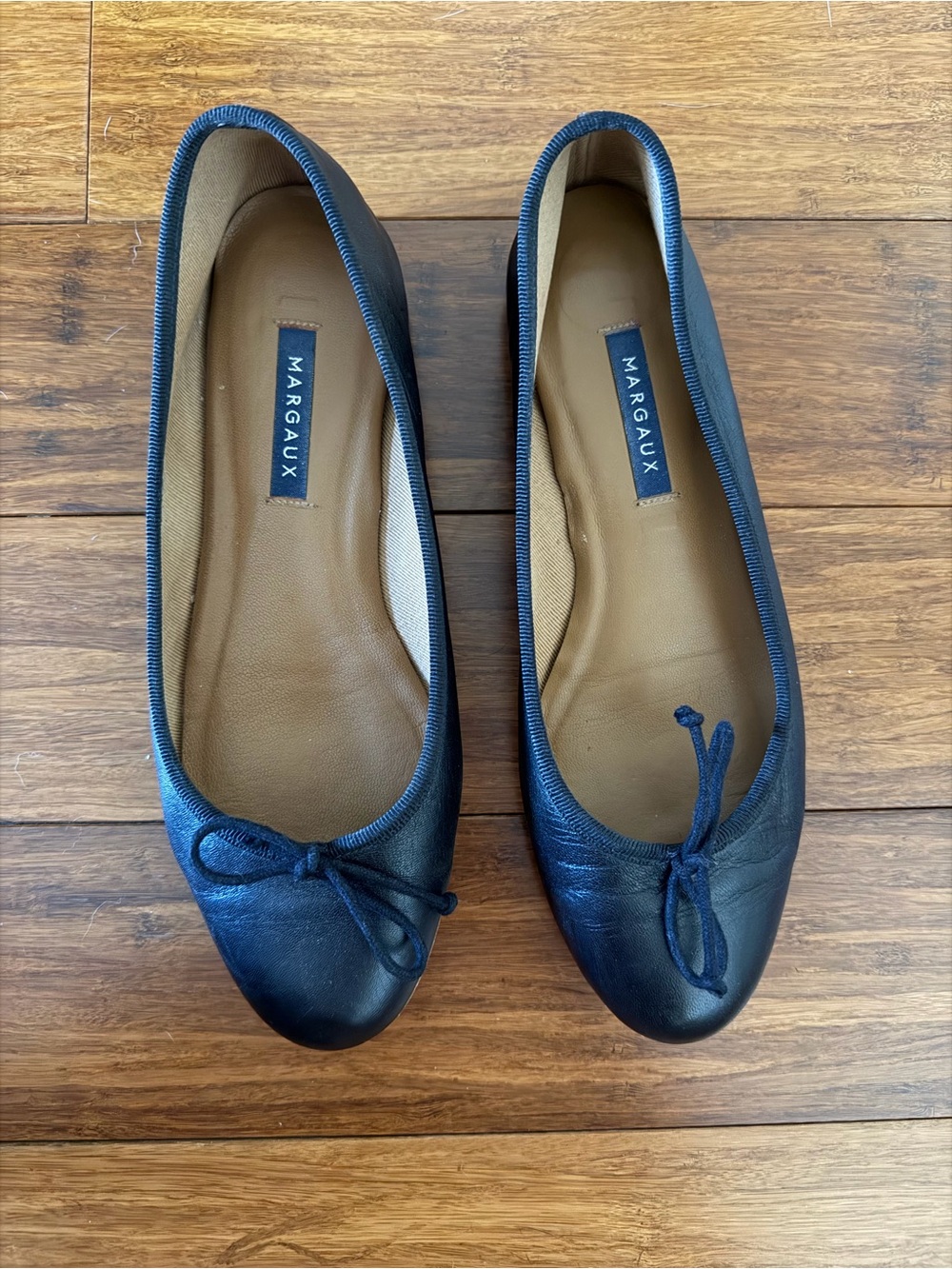 Margaux Demi black Leather Bow Ballet Flats
